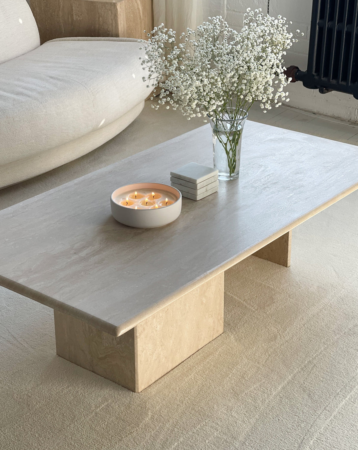 Light Travertine Rectangular Coffee Table The 365 Studio
